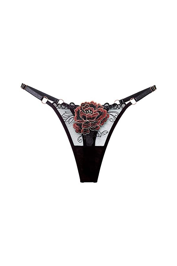 Dasongff String Femme Coquine Hot Tanga Sexy A Dentelle Slips Sexy Chic Stretch Taille Basse Culotte Grille Ficelle Slip Culo