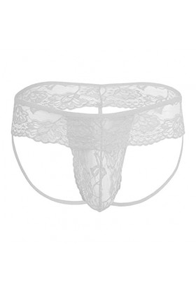 DGKaxiyaHM Jockstrap en Dentelle pour Hommes String Culotte érotique à Poche bombée Taille Basse Voir à Travers Les Strings D