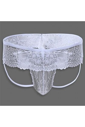 DGKaxiyaHM Jockstrap en Dentelle pour Hommes String Culotte érotique à Poche bombée Taille Basse Voir à Travers Les Strings D