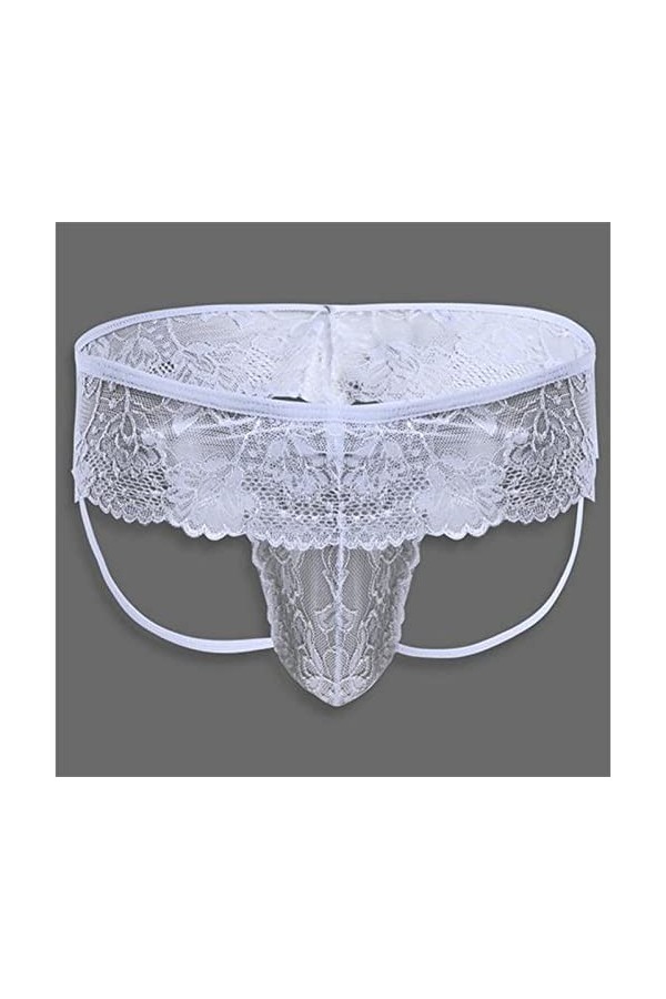 DGKaxiyaHM Jockstrap en Dentelle pour Hommes String Culotte érotique à Poche bombée Taille Basse Voir à Travers Les Strings D