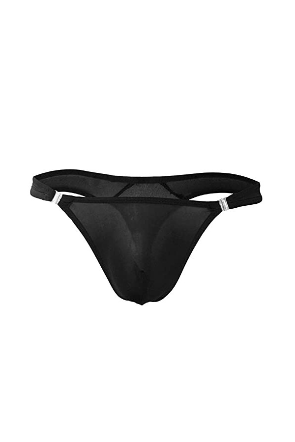sous-vêtements Strings en Soie glacée pour Hommes Pouch Bikini Boxer Briefs G-String Briefs Voir à Travers la Lingerie Sexy S
