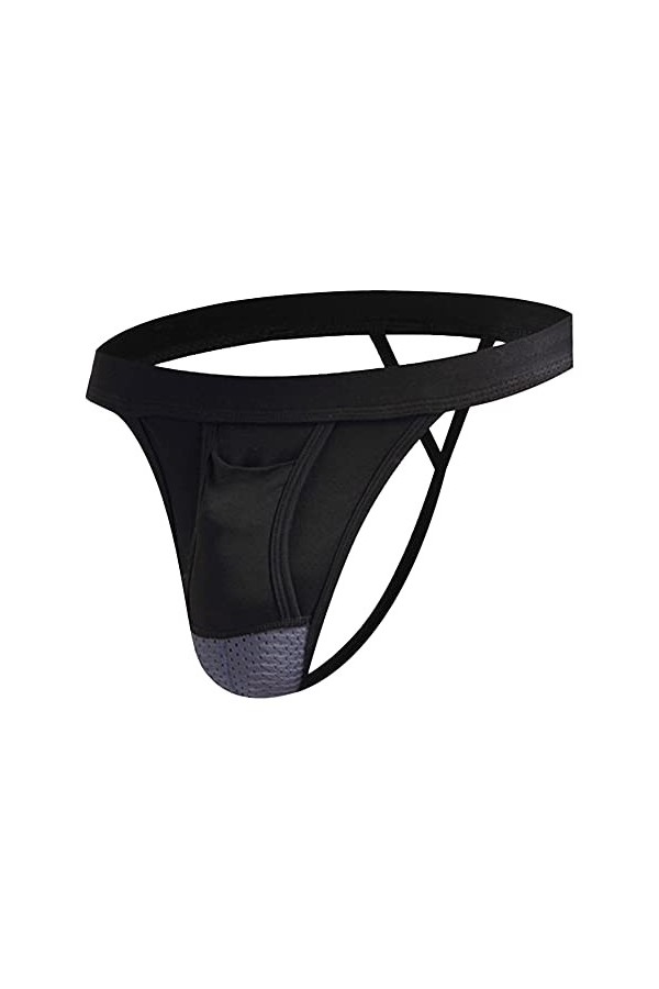 JEShifangjiusu sous-VêTements en Maille U Convex pour Hommes String Sexy en Modal Culotte Basse Respirante G String Le Noir 