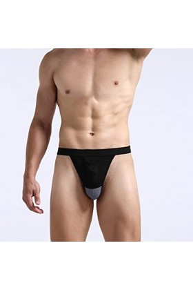 JEShifangjiusu sous-VêTements en Maille U Convex pour Hommes String Sexy en Modal Culotte Basse Respirante G String Le Noir 