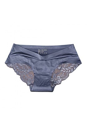 Jiabing Femmes Respirant Glace Soie Texture sans Couture Slips Culottes Femmes Taille Moyenne Sexy Dentelle Dames Culottes Me