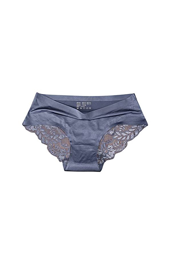 Jiabing Femmes Respirant Glace Soie Texture sans Couture Slips Culottes Femmes Taille Moyenne Sexy Dentelle Dames Culottes Me