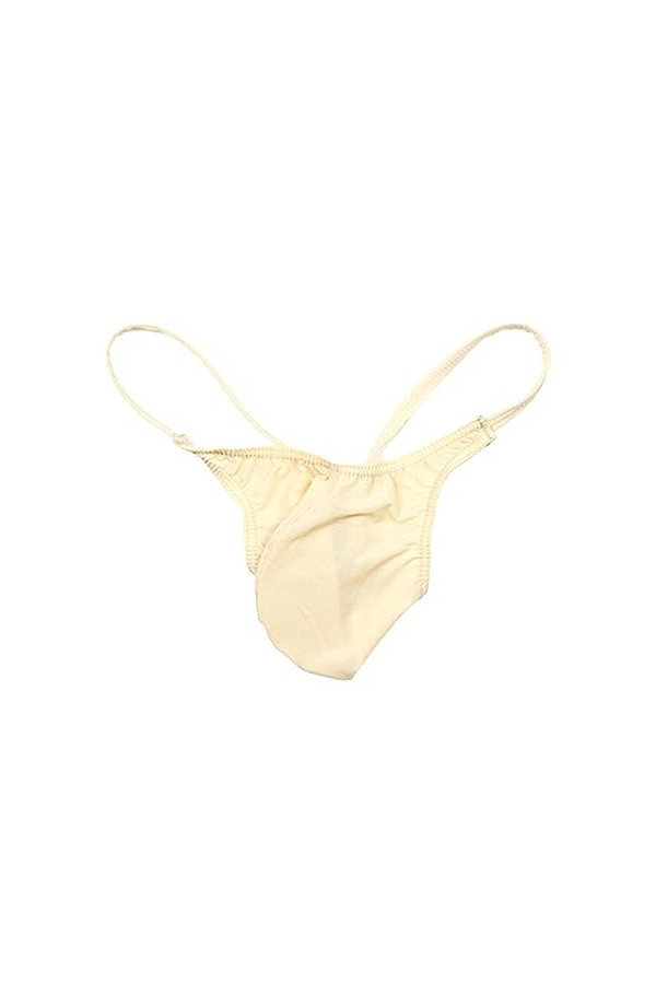 JEShifangjiusu String Hommes Ice Silk U Convex Pouch Thong Culotte De Bikini Respirante De Couleur Unie sous-VêTements Sexy à