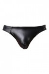 JEShifangjiusu sous-VêTements Sexy en Cuir pour Hommes Culotte De Bikini Butt Lift Bulge Pouch String Taille Basse Le Noir 1