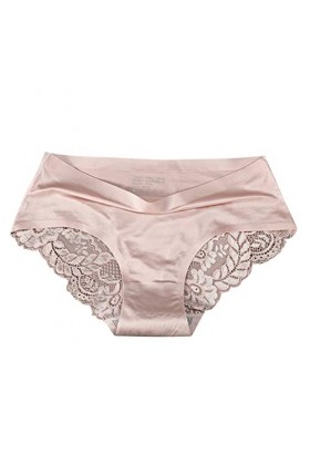 Jiabing Femmes Respirant Glace Soie Texture sans Couture Slips Culottes Femmes Taille Moyenne Sexy Dentelle Dames Culottes Me