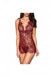 Hasagimol Lingerie Sexy De Pute One-Piece Deep V Dos Nu Réglable Teddy Sous-VêTement Entrejambe Dentelle Babydolls Body et Co