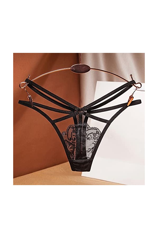 Générique Femmes Pantalon sous-vêtements Thong Thong Sexy Ladies Briefs Dentelle Culotte Lingerie Sexy Sensuelle Black, One 