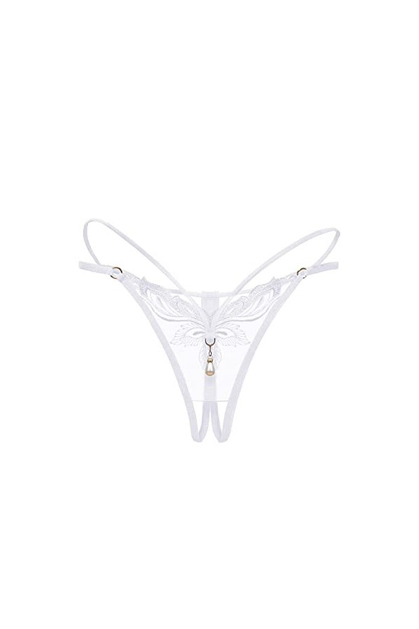 Générique Dentelle Femmes Thong sous-vêtements Thong Pantalons Culottes Dames Briefs Sexy Lingerie Noir Sexy White, One Size