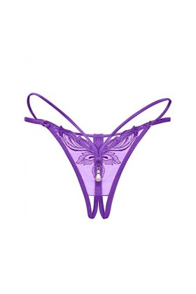 Générique Pantalons Thong Dames Femmes sous-vêtements en Dentelle Sexy Culottes Thong Lingerie Ensemble Cher Purple, One Siz