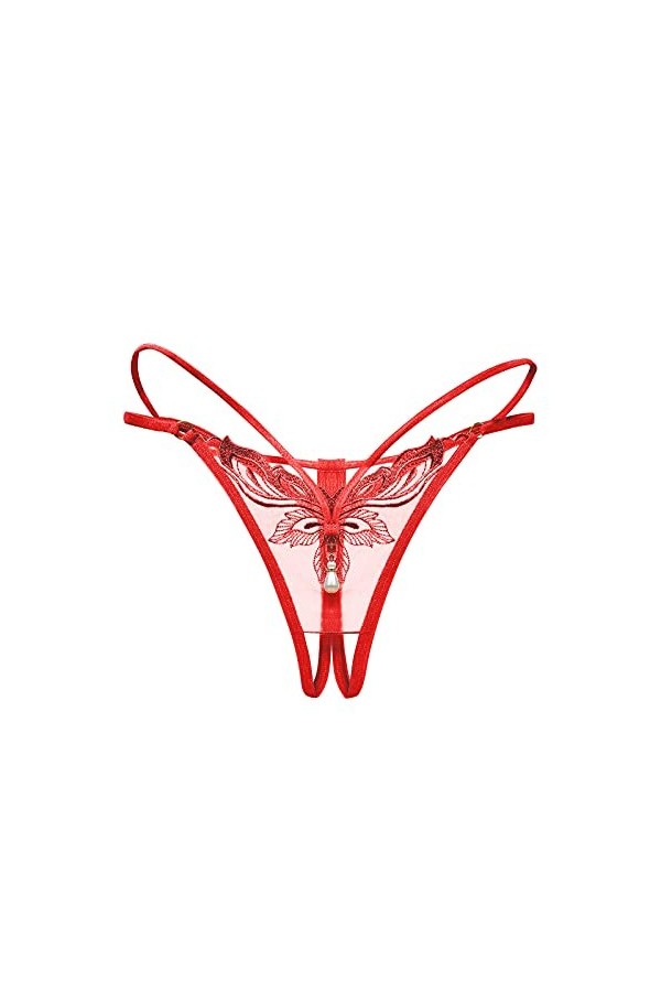 Générique Sexy Femmes Culottes Lace Thong Thong Pantalons Culottes sous-vêtements Dames Tank Top Red, One Size 