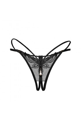 Générique Dentelle Femmes Thong sous-vêtements Thong Pantalons Culottes Dames Briefs Sexy Lingerie Noir Sexy Black, One Size