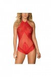PAIDAXING Ensemble peignoir sexy dos nu en dentelle pour femme Bleu sarcelle, Rouge, S