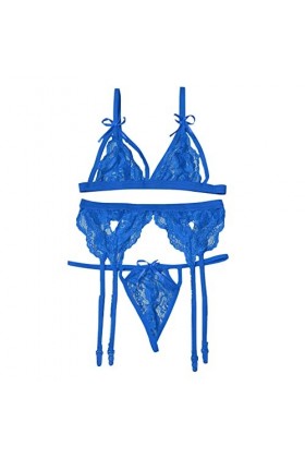 MianYaLi Aranmei Ladies Lingerie Sexy Dentelle Ceinture de jarretière Jeu de Lingerie de Mode Blue, S 