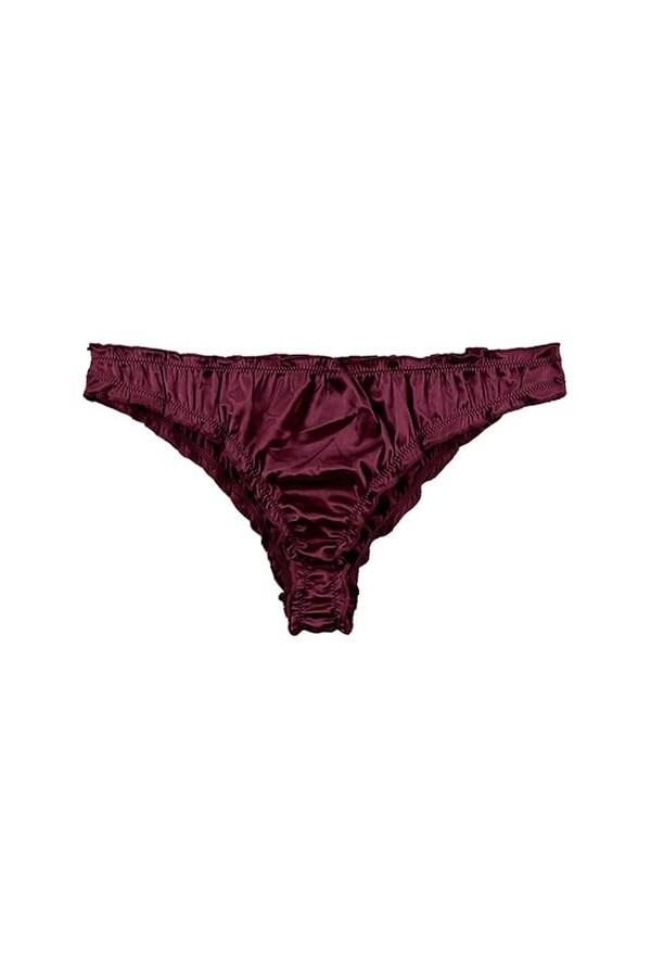 CUTeFiorino Mm Lingerie Ultra Mince Sexy Mode Satin Tanga Erotique Culotte Sexy Lingerie Ouvert Poitrine, Bordeaux, M