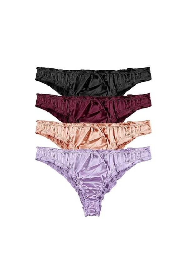 CUTeFiorino Mm Lingerie Ultra Mince Sexy Mode Satin Tanga Erotique Culotte Sexy Lingerie Ouvert Poitrine, Bordeaux, M