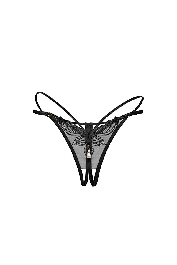 Générique Pantalons Thong Dames Femmes sous-vêtements en Dentelle Sexy Culottes Thong Lingerie Ensemble Cher Black, One Size