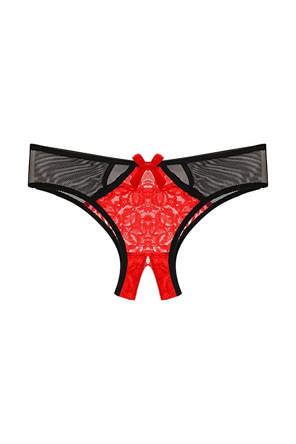 Culottes ouvertes Bas Sexy Femmes Culotte Dentelle Culotte Taille Étape Sous-vêtements Lingerie Laque Infirmière, rouge, tail