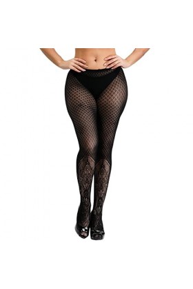 Zylione Collants Résille Taille Haute Sexy Maille Résille Lingerie Avant Ouverture, C-C., taille unique
