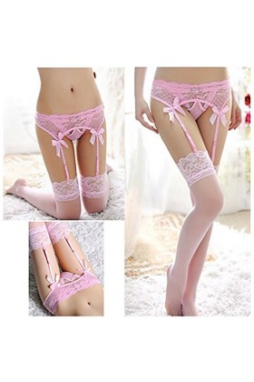 TDEOK Lingerie Sexy Femme pour Ceinture Sexy Hauts Hauts Femmes & Ensemble Top Bas Jarretelles Dentelle Jarretière Noël Ange 