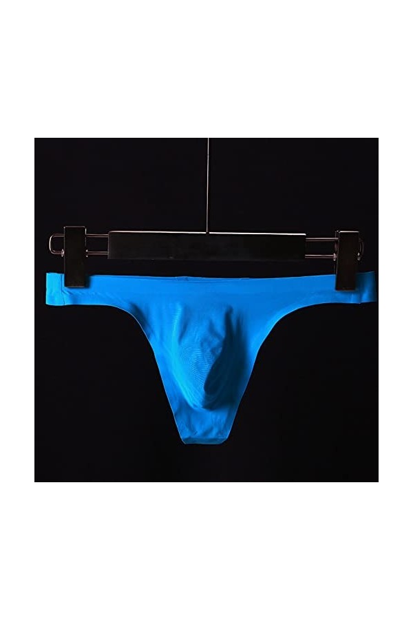 Sous-vêtements en satin pour homme - Solides - Sexy - Culotte sexy - Culotte pour homme - String - S L - Noël, bleu ciel, XL