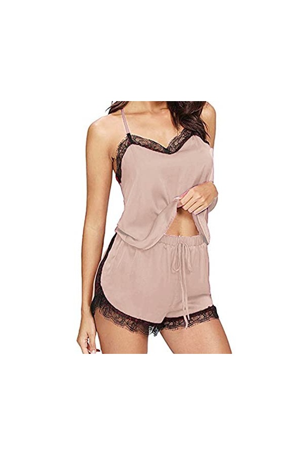 CUTeFiorino Ensemble de sous-vêtements sans manches pour femme B H - Sous-vêtements jumpui - Soutien-gorge sexy - Dentelle - 