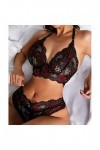 Lingerie Sexy Femme Coquine Hot Grande Taille Femmes Sexy Sheer Floral Dentelle Pyjama Lingerie Ensemble Taille Haute Vêtemen