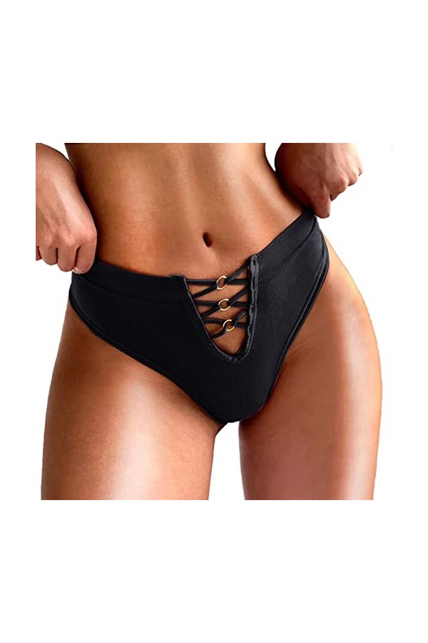 Aoklidil Culotte sexy en résille pour femme - String pour femme noire - Culotte pour femme - Petits hommes - Sous-vêtements s