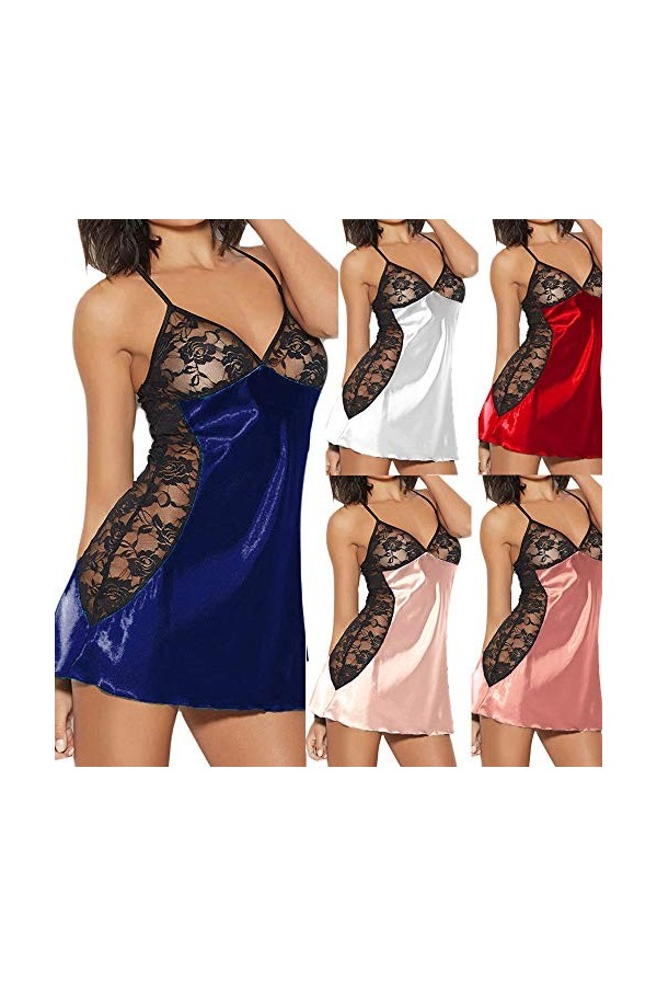 Sous-vêtements en soie pour femme - Taille en dentelle - String - Lingerie pour femme - Bouton-pression à lentrejambe - Arma