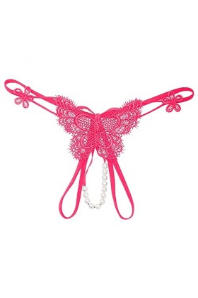 Ensemble Naissance Blanc Taille Basse caleçon Ouvert Coupe Perle Massage String Menstruelle Chien Femelle Hot Pink, One Size