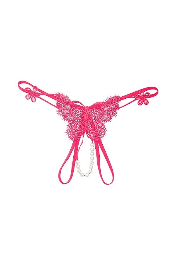 Ensemble Naissance Blanc Taille Basse caleçon Ouvert Coupe Perle Massage String Menstruelle Chien Femelle Hot Pink, One Size