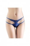 Sexy Lace Briefs Bragas Thong Pantalon Mot Femmes sous-vêtements Culottes Dames Thong Fond De Teint Lingerie De Peau Blue, O