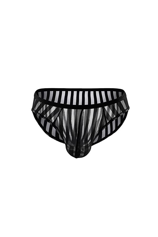 BOTCAM Boxer pour homme - Sexy - Interstrip - Respirant - Rayé - En maille transparente - Boxer pour homme - Taille M, Noir ,