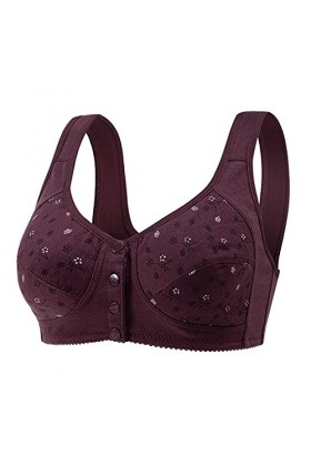 Générique Gilet de Confort sous-vêtement pour Femme Soutien-Gorge Grande Taille Bouton Avant imprimé intimes Bustier Corset S