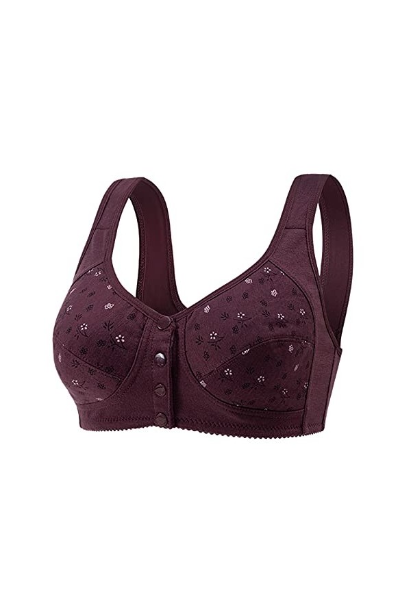 Générique Gilet de Confort sous-vêtement pour Femme Soutien-Gorge Grande Taille Bouton Avant imprimé intimes Bustier Corset S