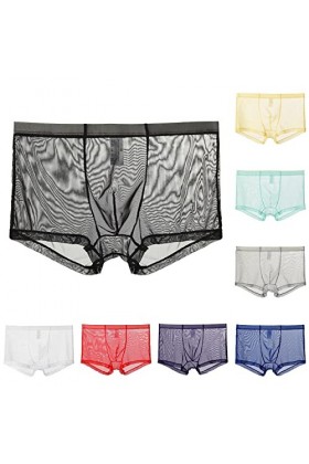 Gefomuofe Sous-vêtements pour homme - Transparent - Sexy - Boxer de sport - Collants - String transparent, Blanc., XXL