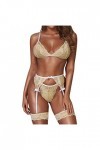 Ensemble Lingerie Sexy Femme éRotique Dentelle Jarretière Ensemble de Soutien-Gorge et de Culottes Sexy à Bretelles Elasticit