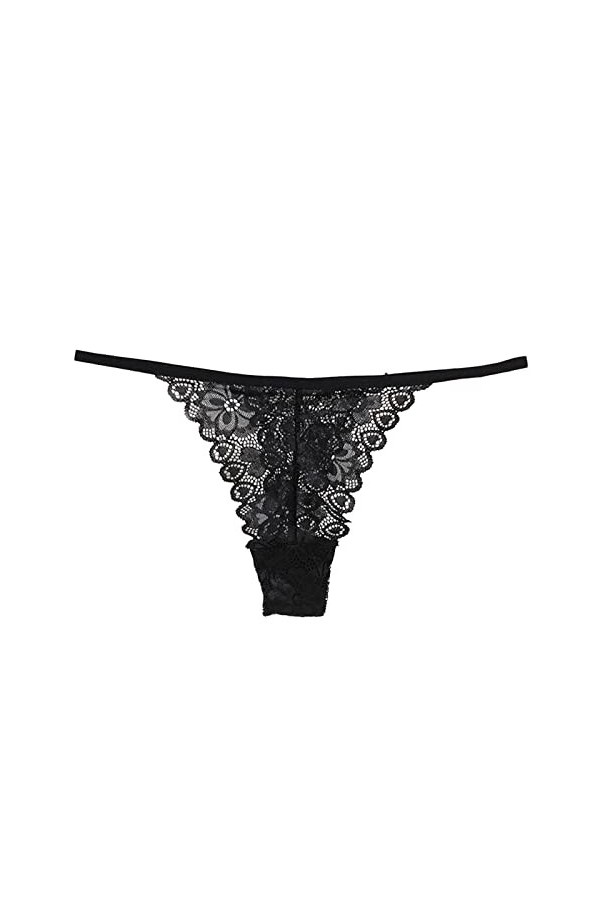 Culottes sexy en dentelle pour femme - Culotte à lacets au crochet - String - Lingerie menstruelle - Sous-vêtements bio, Noir