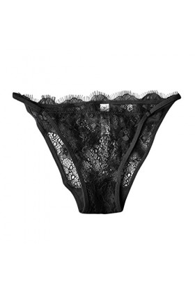 Ghemdilmn Femmes Casual Sexy Lace Low Waisted Briefs Culotte Lingerie Sexy Sous-vêtements, Noir , XL