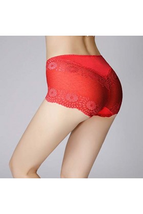 SexyFemmes Dentelle Transparente Culotte Grande Taille Coton Creux Respirant Qualité Lingerie Haut Sexy, rouge, XXL