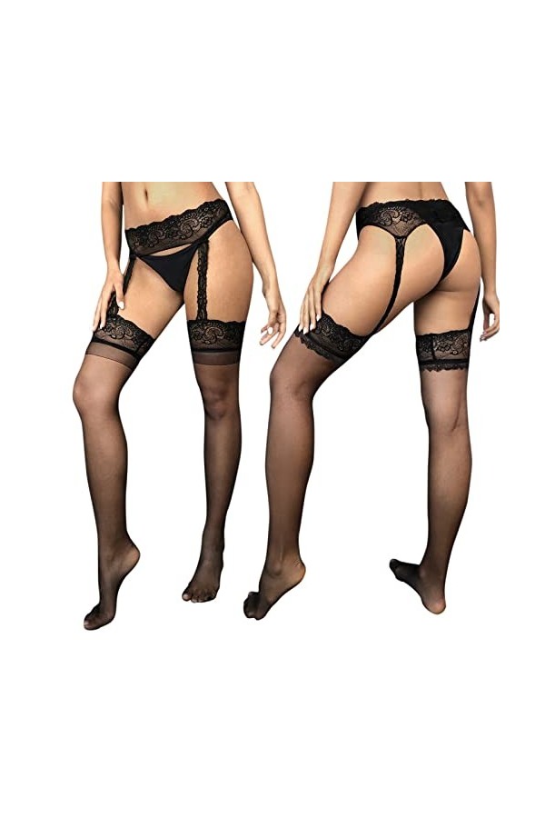 Générique Lingerie Sexy pour Femme Sexy bas femmes dentelle filet de poisson transparent bas de filet sexy collants noirs bas