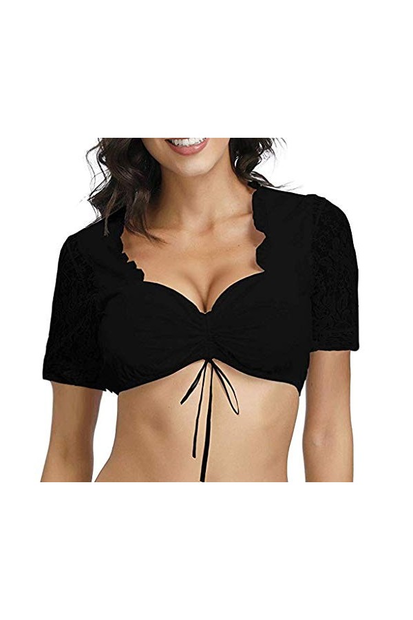 Ensemble de lingerie sexy pour femme - Noir - En dentelle - Pour Dirndl - Élégant et sexy, a-noir, S