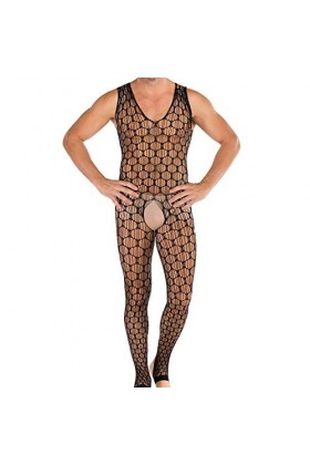 BaoDan Robe de Chambre Femme Évidée Perspective Combinaison Pyjama Femme Doux Léger Tenue Sexy Femme Ouverte Tentation Leinge