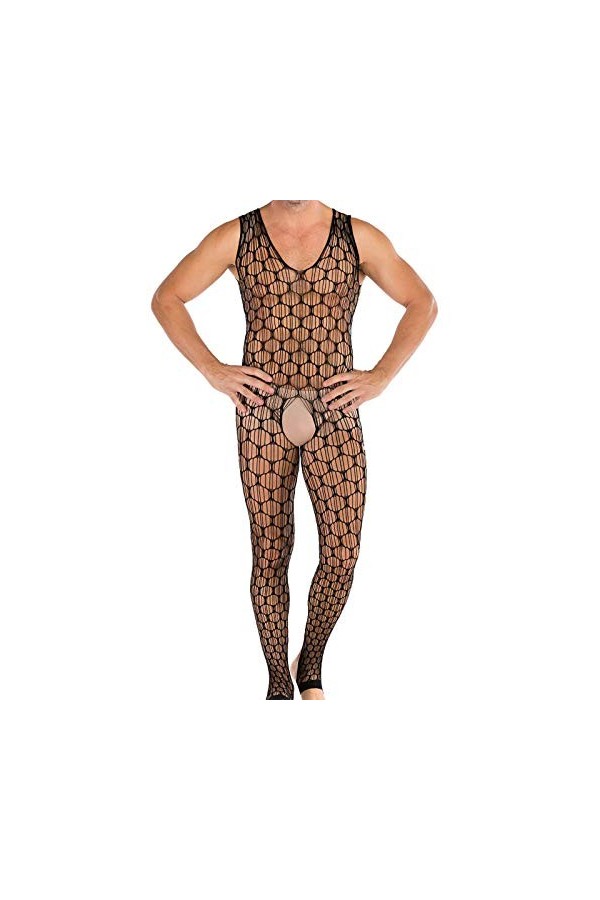 BaoDan Robe de Chambre Femme Évidée Perspective Combinaison Pyjama Femme Doux Léger Tenue Sexy Femme Ouverte Tentation Leinge