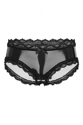 FEESHOW Homme Sexy String Ouvert Jockstrap en Cuir Brillant Culotte sous Vetements Slip Gay Bikini Sissy Fesse Nu Briefs Unde