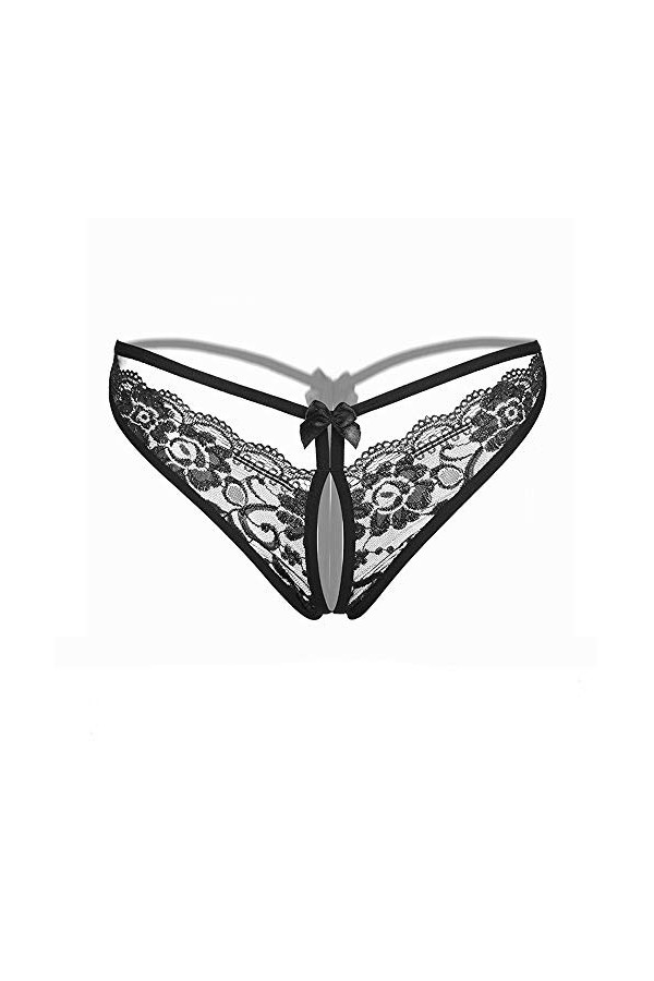 Super sous-vêtements Femmes Briefs Strings Sexy Culotte Corde Mince Dentelle G Hollow Lingerie Accessoire Black, One Size 
