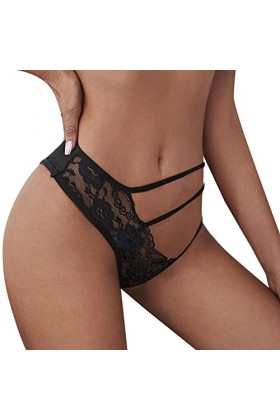 Aoklidil Sexy String Culotte Femme Imprimé Mode Culotte Confortable Taille Basse Gros Chemin Sous-Vêtements Hommes, a-noir, L