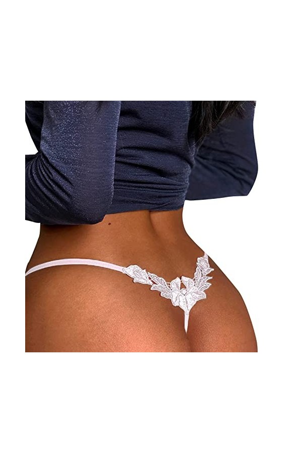 Combi Sexe Mince brodé Culotte Basse Slips String Femmes Floral Out sans Couture Sexy Taille G sous-vêtements Creux Sexe inti